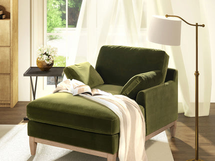 Pasadena - Modern Farmhouse Chaise Lounge Chair - Olive Green