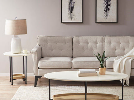 Oval Coffee Table - White / Natural