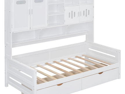 Daybed With All-In-One Cabinet And Shelf