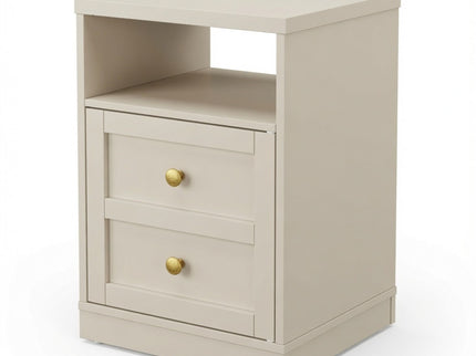 Nightstand With Door & Shelf, 2 Drawer Side Table
