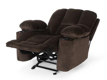 Luxurious Manual Recliner Chair With Skin-Friendly Fabric And Dual Cup Holders
