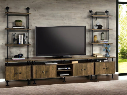 Ensata II - TV Stand - Rustic Oak / Black