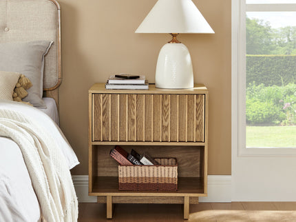 Nightstand With Hidden Charging Station USB Ports & Outlet Hole