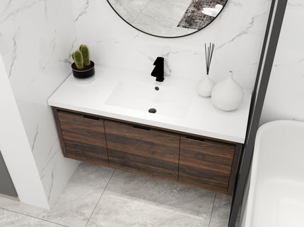 Floating Bathroom Vanity With Resin Sink And Soft Close Doors