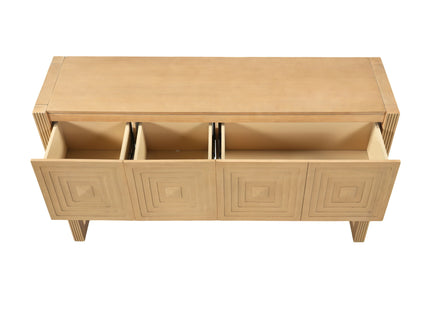 Geometric Carved Console Table With 3 Soft Close Drawers