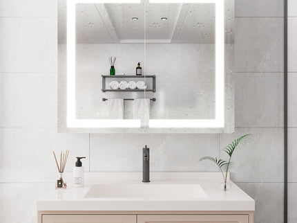Medicine Cabinet With LED Vanity Mirror, Anti-Fog, Waterproof, Dimmable With Touch Switch