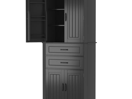 Multi Functional Storage Cabinet With Adjustable Shelves, 2 Drawers, Door Shelves