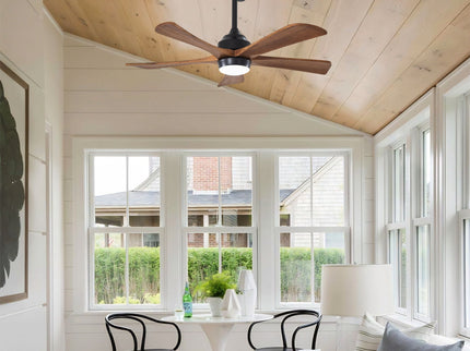 5 Blades Ceiling Fan With Lights Remote Control - Matte Black