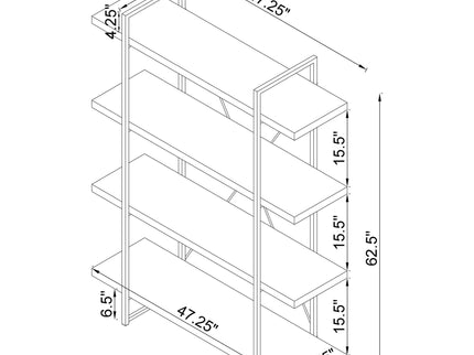 Herringbone - Bookcase With Full Length Shelf - Gray