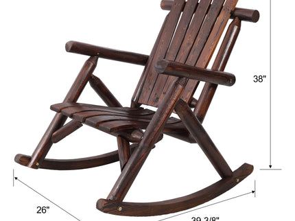 Durable Wooden Porch Rocker, Fir Log Rocking Chair
