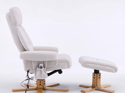 Upholstered Heated Massage 360° Swivel Accent Chair With Ottoman