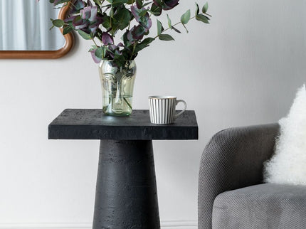 Square Side Table With Pedestal Base