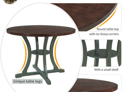 5 Piece Round Dining Table And Chair Set With Unique Legs And Hollow Chair Back