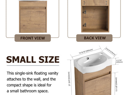 Wall Mounted Bathroom Vanity With Sink And Storage Rack, Soft Close Doors