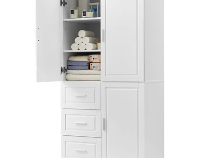 Tall Wide Storage Cabinet With Doors, 3 Drawers