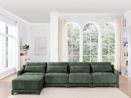 Stylish Sofa With Ottoman And Lumbar Pillows, Ergonomic Design