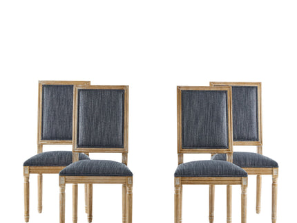 French Country Style Dining Chair With Upholstered Seating And Fluted Legs