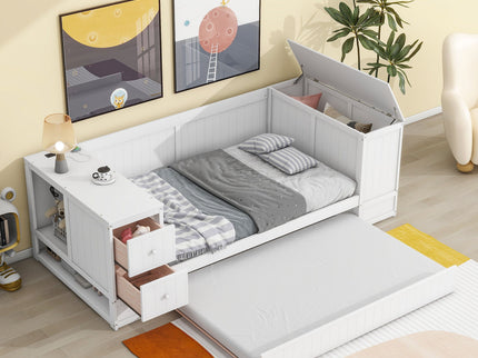 Daybed With Storage Arms, Trundle And Charging Station
