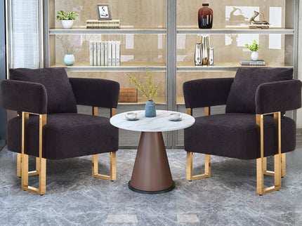 Modern Decorative Chair Teddy Fleece Upholstered And Metal Foot