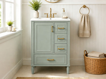 Modern Bathroom Vanity With Sink, Soft Close Doors, 3 Drawers