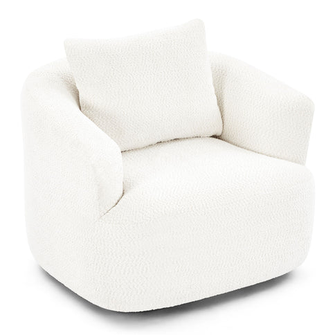 360° Swivel Barrel Sofa Chair With Throw Pillow, Upholstered Accent Chair