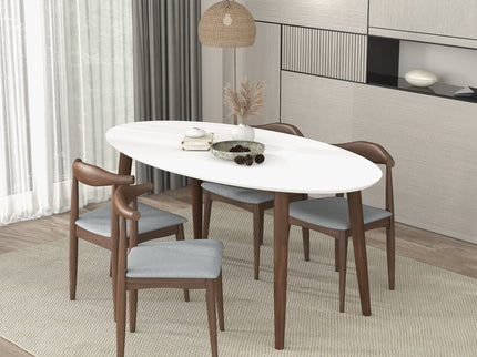 Ada - Oval Dining Table And 4 Side Chairs - White