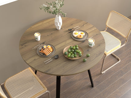 Round Dining Table, For 2 - 4 People - Rustic Brown