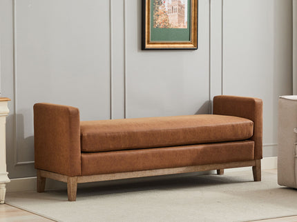 Elegant Upholstered Bench Daybed Ottoman With Bolster Pillows