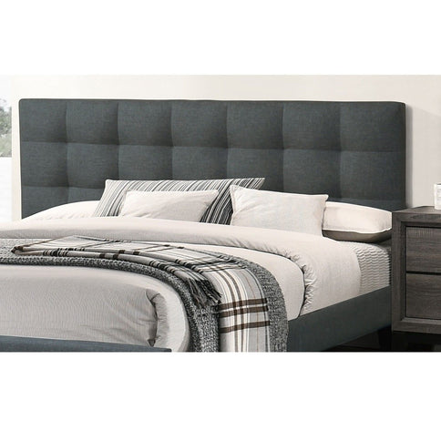 California King Size Tufted Headboard Platform Bedframe, Bedroom Furniture - Charcoal