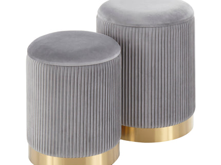 Marla - Contemporary Nesting Pleated Ottoman Set