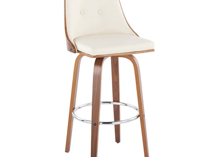 Gianna - Mid Century Modern Fixed Height Barstool With Swivel With Round Footrest (Set of 2)