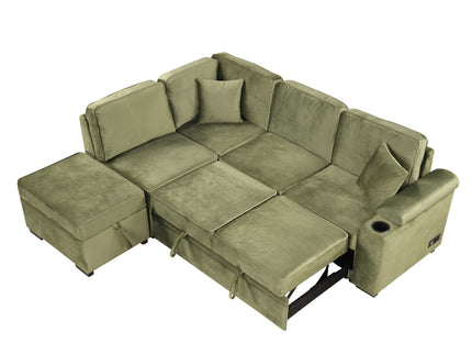 Sleeper Sofa Bed, 2 In 1 Pull Out Sofa Bed L Shape Couch With Storage Ottoman For Living Room, Bedroom Couch And Small Apartment