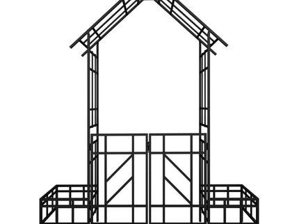 Garden Arch With Gate With Planter, Climbing Plants Support Outdoor - Black