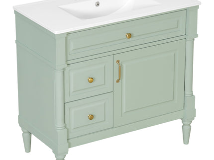 Freestanding Bathroom Vanity With Sink, Adjustable Shelf, Flip Drawer