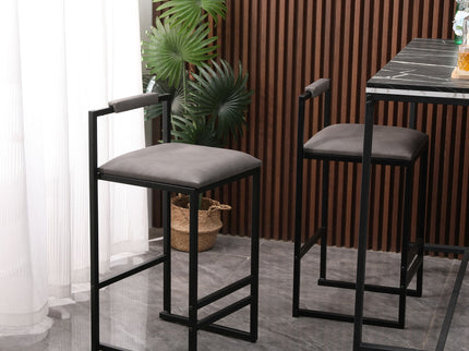 Elegant Bar Stool Set With Backrest And Footrest, Counter Height (Set of 2)