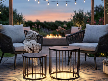 Solar Powered Nesting Side Table Set - Black