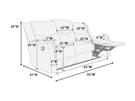 Modern Contemporary Style Recliner Sofa With Plush Armrest And Headrest