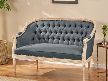 French Country Chesterfield Style Tufted Loveseat