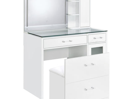 Kerr - 2 Drawer Makeup Vanity Table With Mirror And Stool