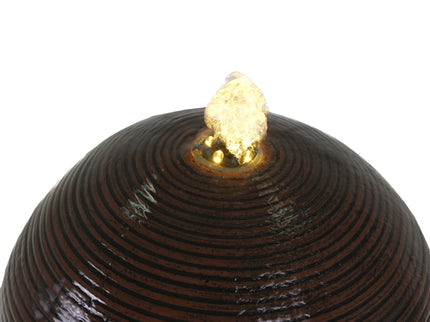 35.5" Tall Column Fountain With LED Lights, Retro Outdoor Decor, Weather Resistant Feature - Dark Brown