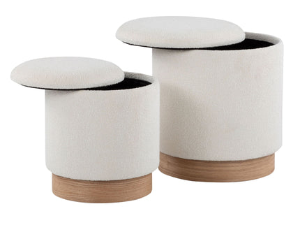 Marla - Contemporary, Nesting Ottoman Set - Natural / Cream