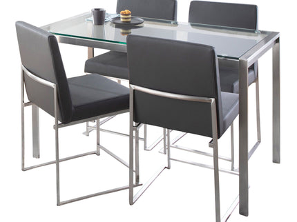 Fuji - High Back Contemporary Dining Set, Glass 5 Piece