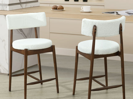 Mid Century Modern Counter Stools, Fabric Upholstered Chairs