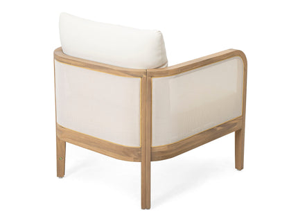 Outdoor Acacia Wood Patio Club Chair, Textilene Patio Furniture, Waterproof Thick Cushion Deep Seating For Porch, Garden, Backyard, Balcony, Weight Capacity 400Lbs, Light Teak - Beige