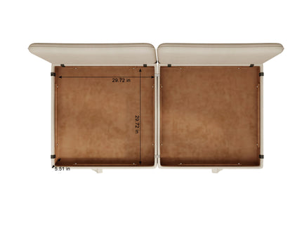 Modular Sectional Sofa With Storage, Convertible 2 Seater Sleeper Sofa - Beige