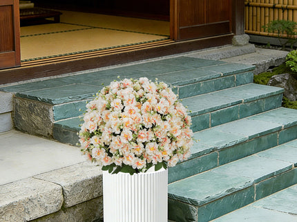 Artificial Snow Lotus Potted Plant, Artificial Floral Decor For Indoor & Outdoor Spaces - White / Pink