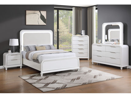 Pearl Dresser With Mirror 6 Drawers Spacious Storage - White
