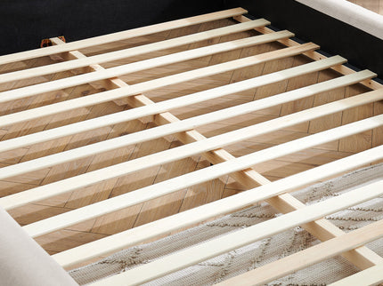 Modern Upholstered Bed Frame With Thick Fabric And Headboard
