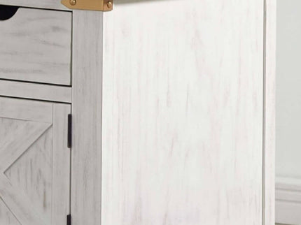 End Table With Storage Drawer And Shelves - Antique White / Gold