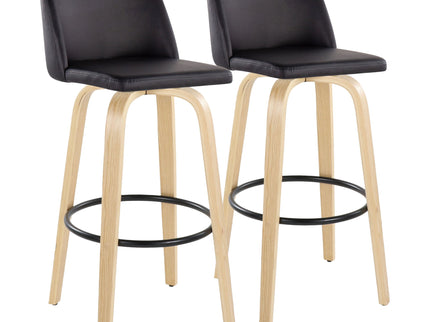 Toriano - Contemporary Fixed Height Barstool Swivel And Round Footrest (Set of 2)